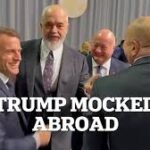 Emmanuel Macron cracks up as Albania and Azerbaijan’s leaders mock the US president